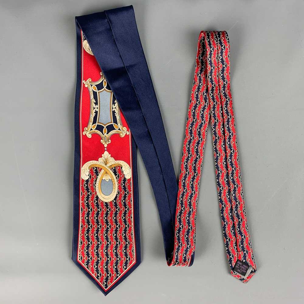 Other Red Navy Print Silk Tie - image 3
