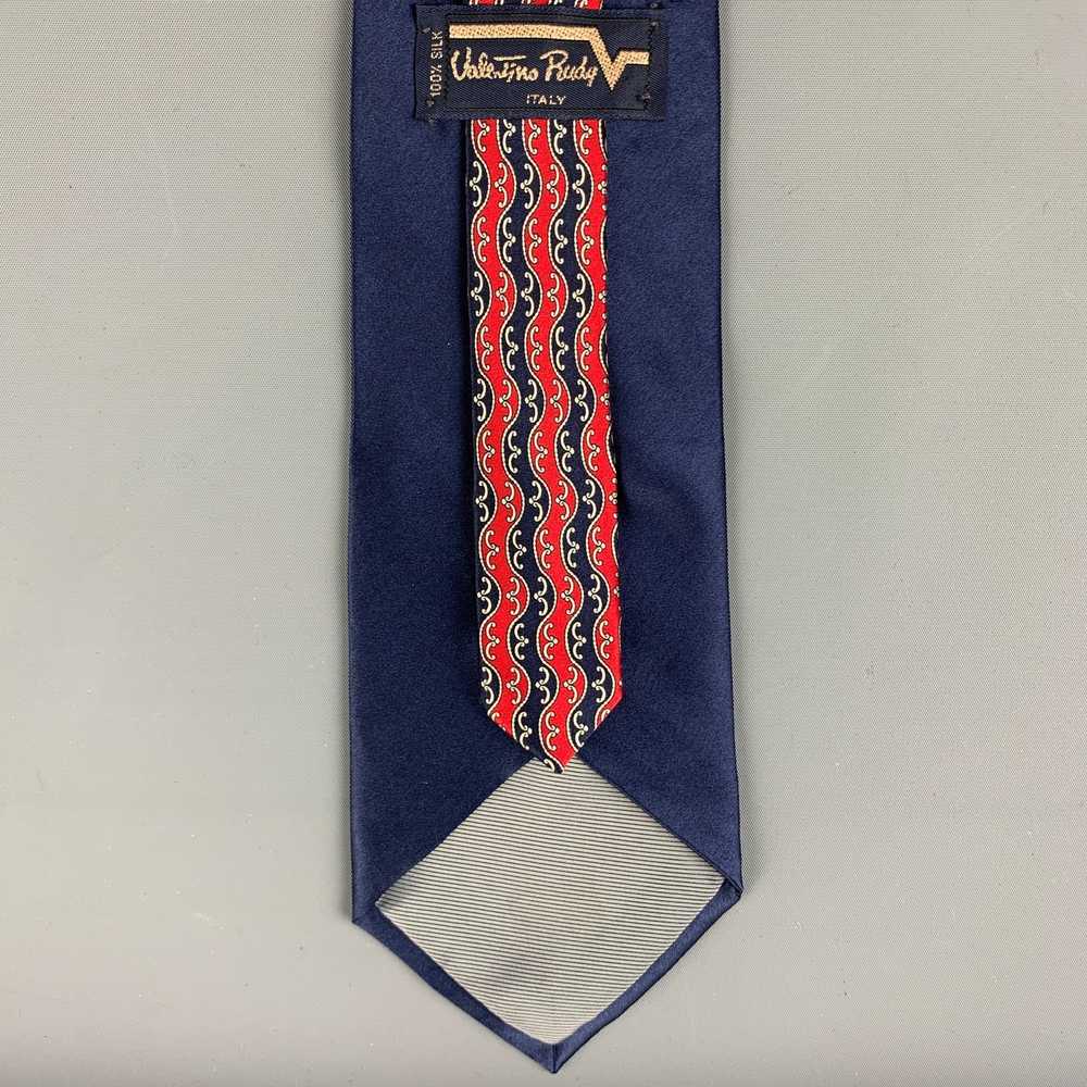 Other Red Navy Print Silk Tie - image 4