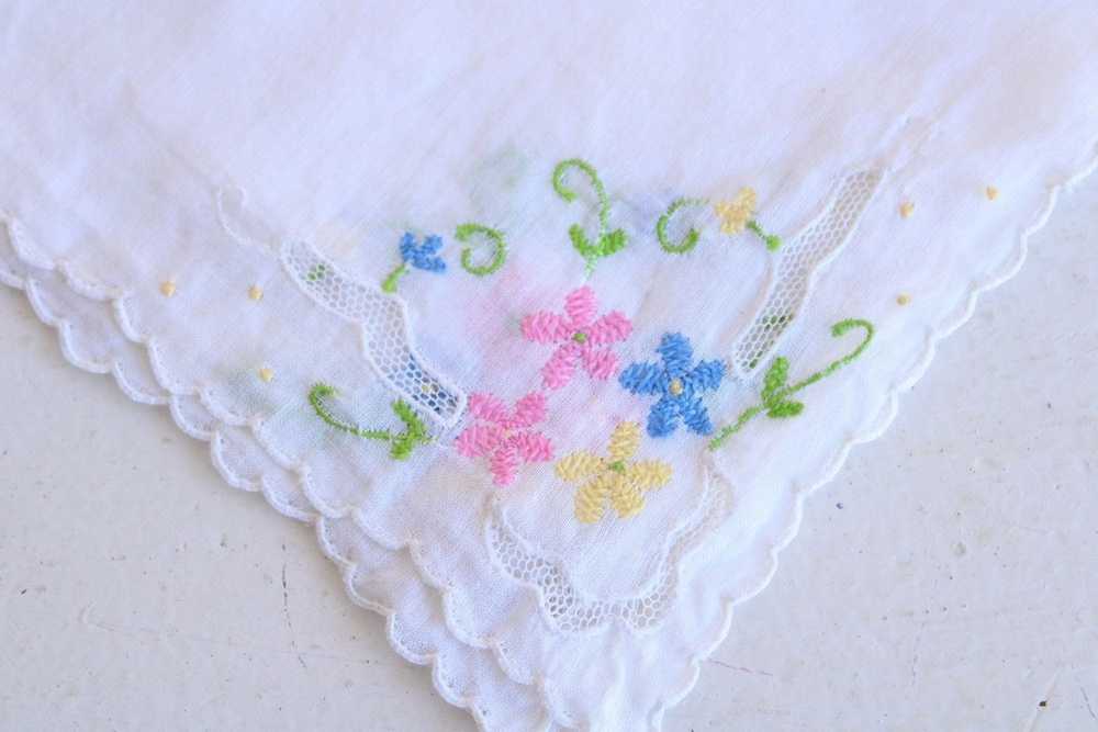 Vintage Vintage Handkerchief, Pink Blue and Yello… - image 2