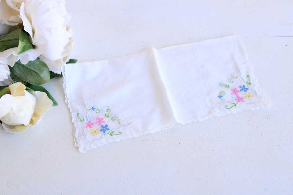 Vintage Vintage Handkerchief, Pink Blue and Yello… - image 4