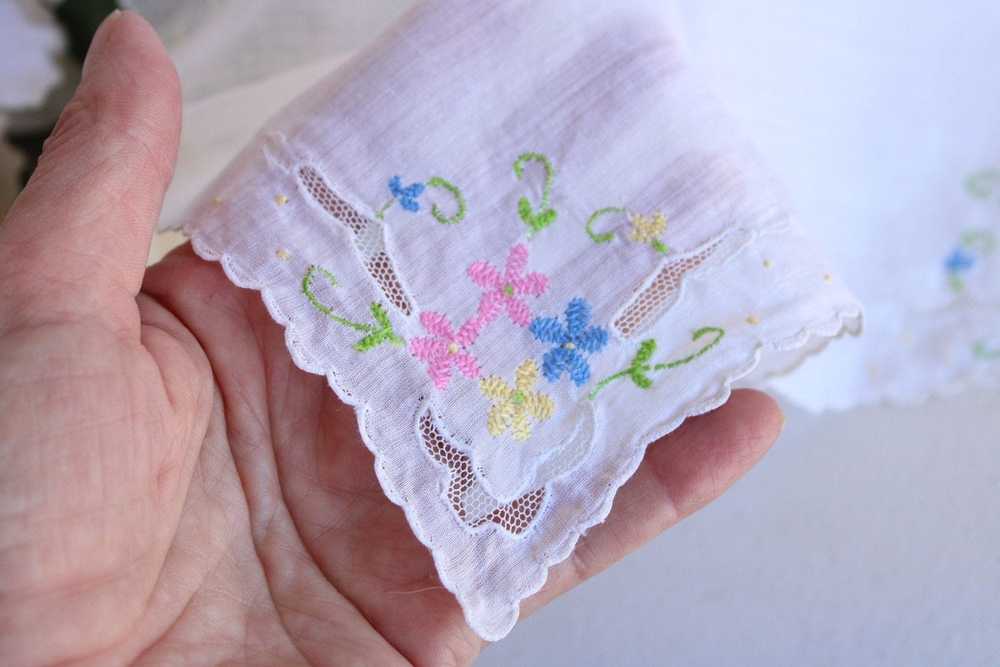 Vintage Vintage Handkerchief, Pink Blue and Yello… - image 7