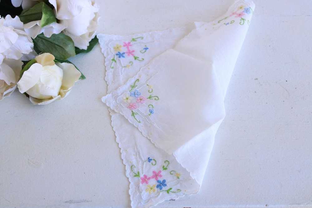 Vintage Vintage Handkerchief, Pink Blue and Yello… - image 8