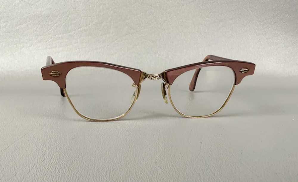 50s Bronze and Gold Browline Artcraft Eyeglasses,… - image 2