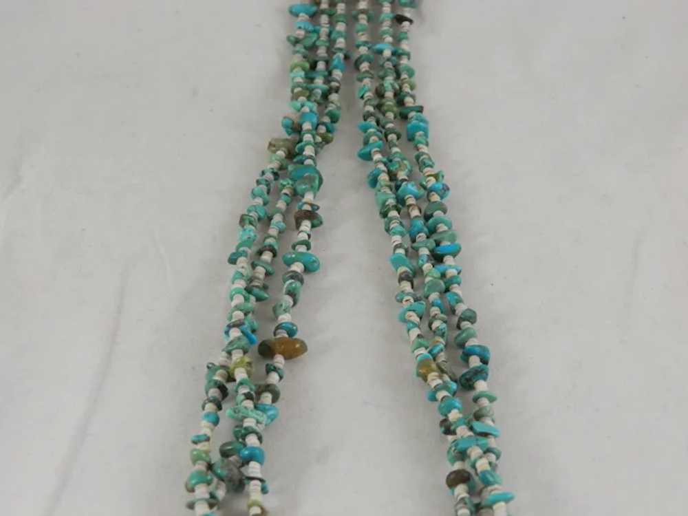 Vintage 3 Strand Santo Domingo Turquoise And Shel… - image 2