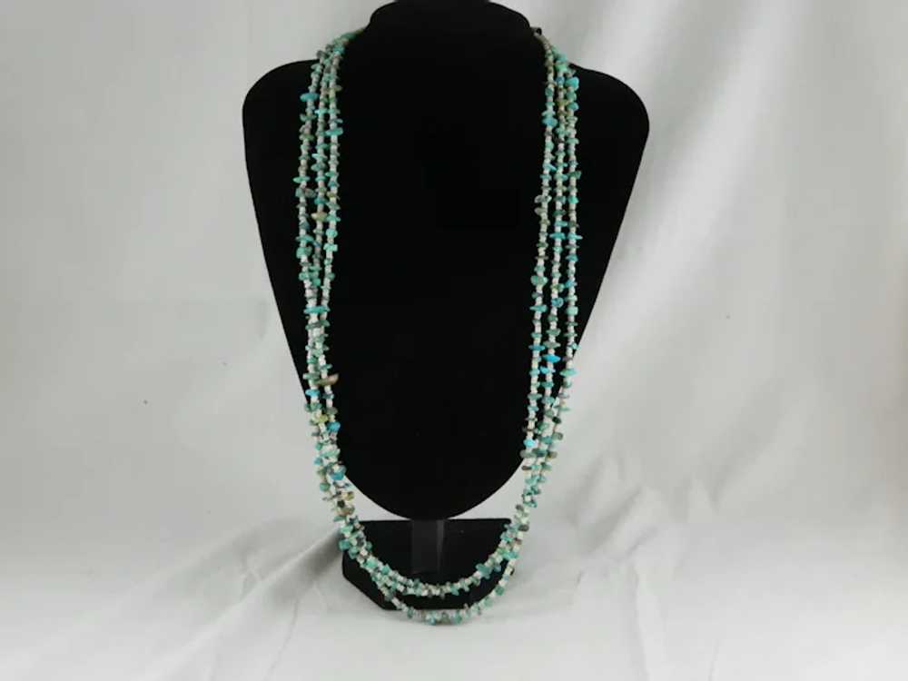 Vintage 3 Strand Santo Domingo Turquoise And Shel… - image 3