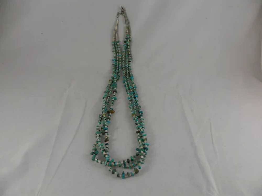 Vintage 3 Strand Santo Domingo Turquoise And Shel… - image 4