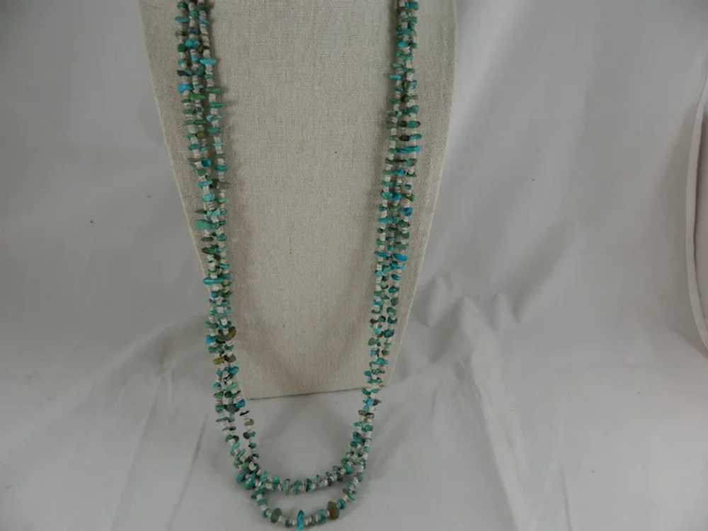 Vintage 3 Strand Santo Domingo Turquoise And Shel… - image 7