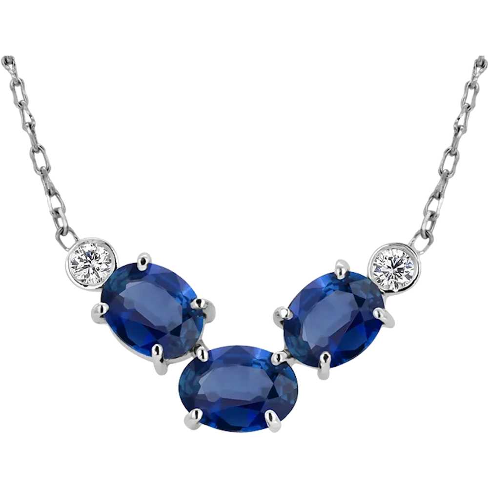 Oval Sapphires Two Diamonds 2.85 Carat 14 Karat W… - image 1