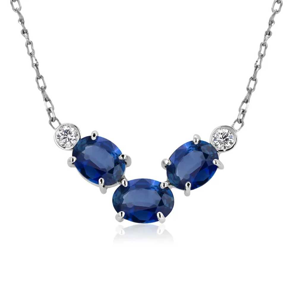 Oval Sapphires Two Diamonds 2.85 Carat 14 Karat W… - image 2