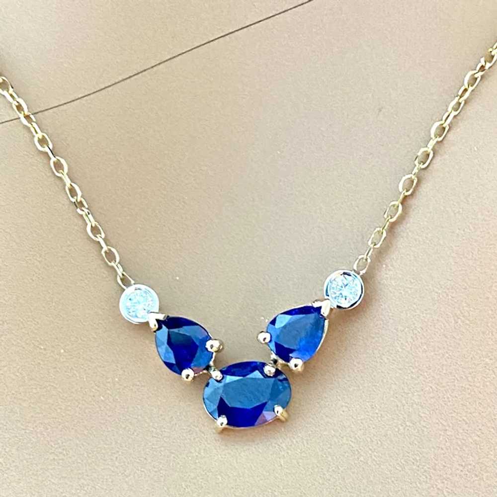 Oval Sapphires Two Diamonds 2.85 Carat 14 Karat W… - image 4