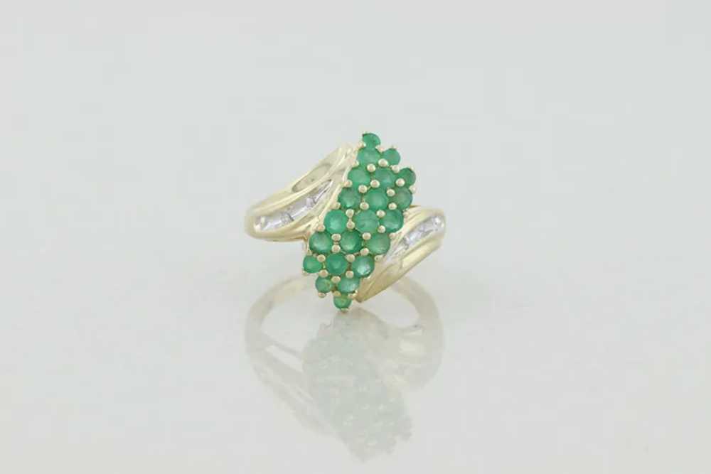 10k Yellow Gold Natural Emerald and Diamond Clust… - image 5