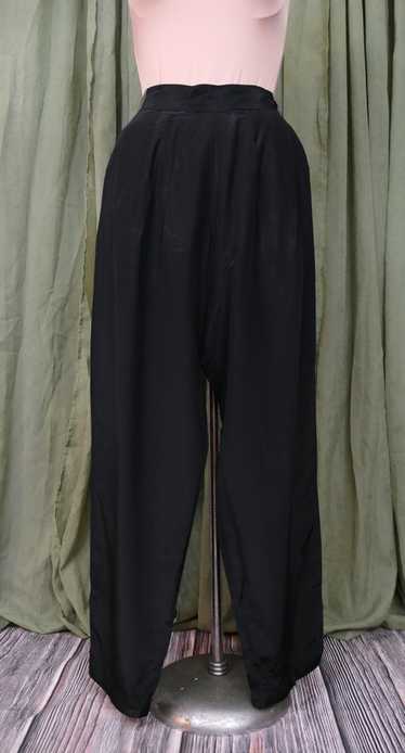 Vintage 1940s Black Rayon Pajamas Pants, 25 inch … - image 1