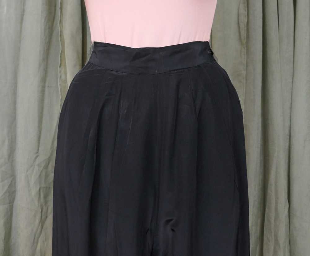Vintage 1940s Black Rayon Pajamas Pants, 25 inch … - image 3