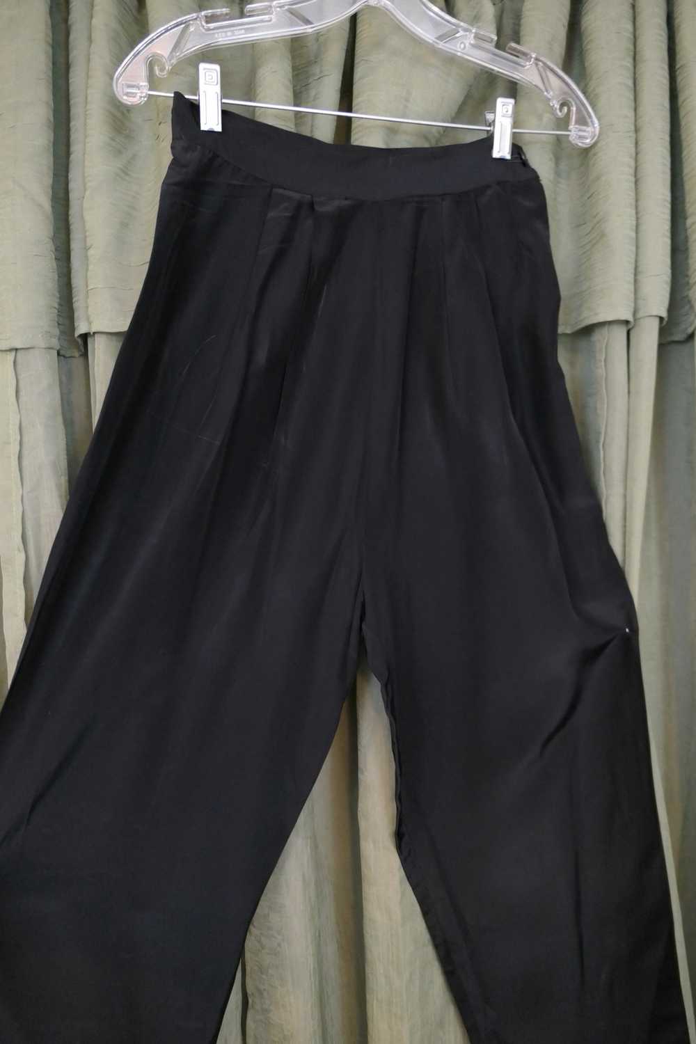 Vintage 1940s Black Rayon Pajamas Pants, 25 inch … - image 6