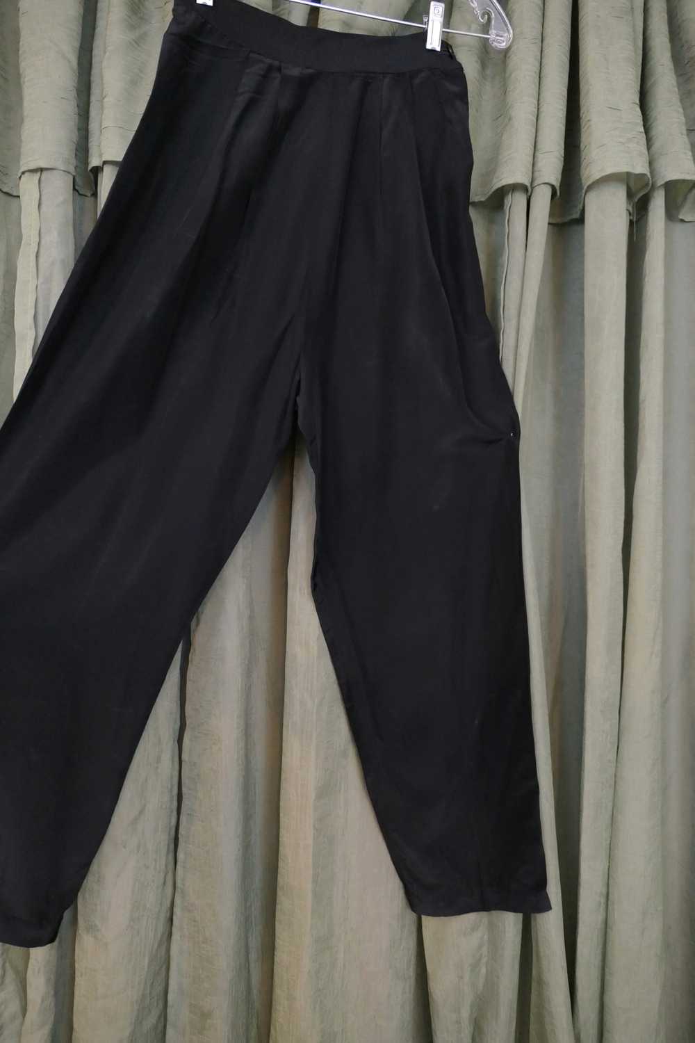 Vintage 1940s Black Rayon Pajamas Pants, 25 inch … - image 7