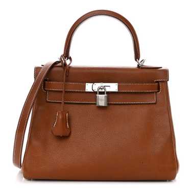 Hermès Vintage Kelly Fauve Barenia and Ecru Crinoline Retourne 40 Palladium Hardware, 2000, Handbag