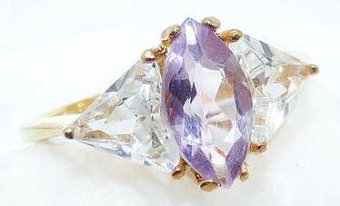 Amethyst and Trillion Cut CZ Ring - image 1