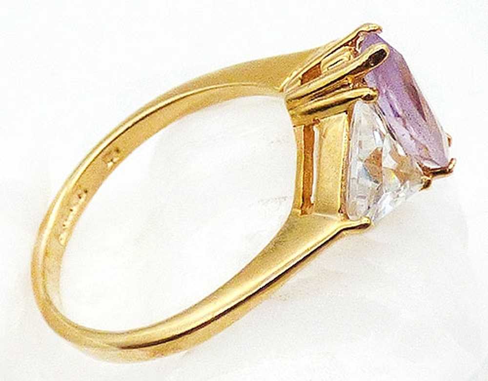 Amethyst and Trillion Cut CZ Ring - image 2