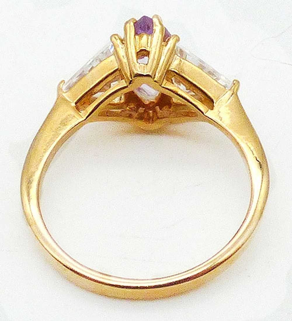 Amethyst and Trillion Cut CZ Ring - image 3