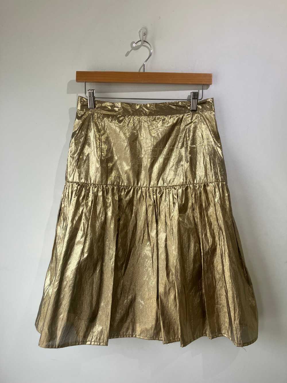 Vintage Pierre Cardin Gold Lamé Midi Skirt - image 1