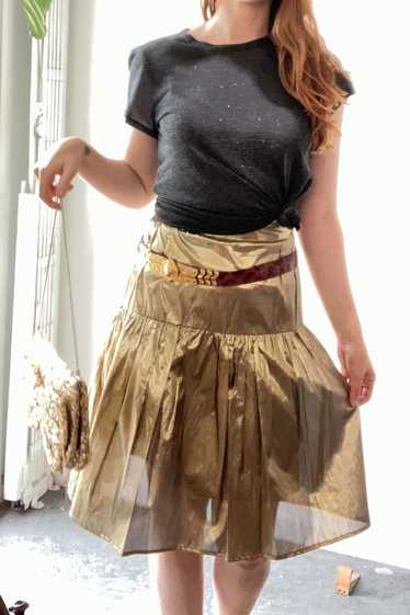 Vintage Pierre Cardin Gold Lamé Midi Skirt
