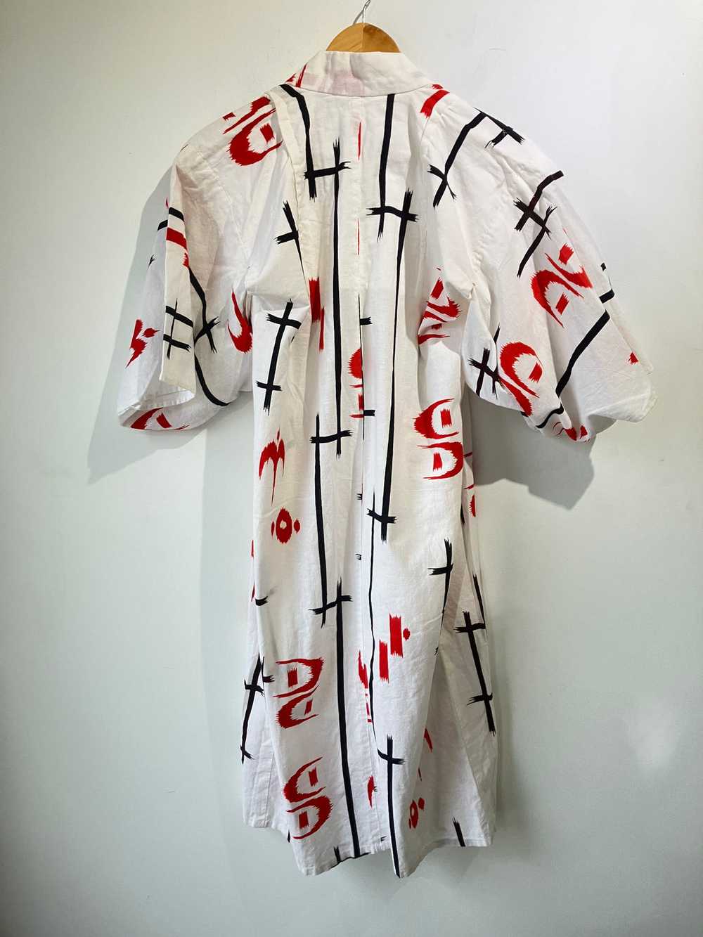 Vintage Red White Black Cotton Kimono - image 5