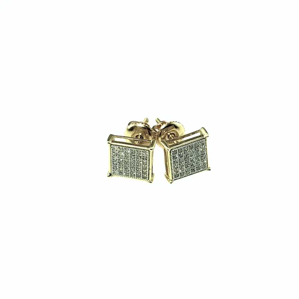 Vintage 10 Karat Yellow Gold and Diamond Earrings - image 2