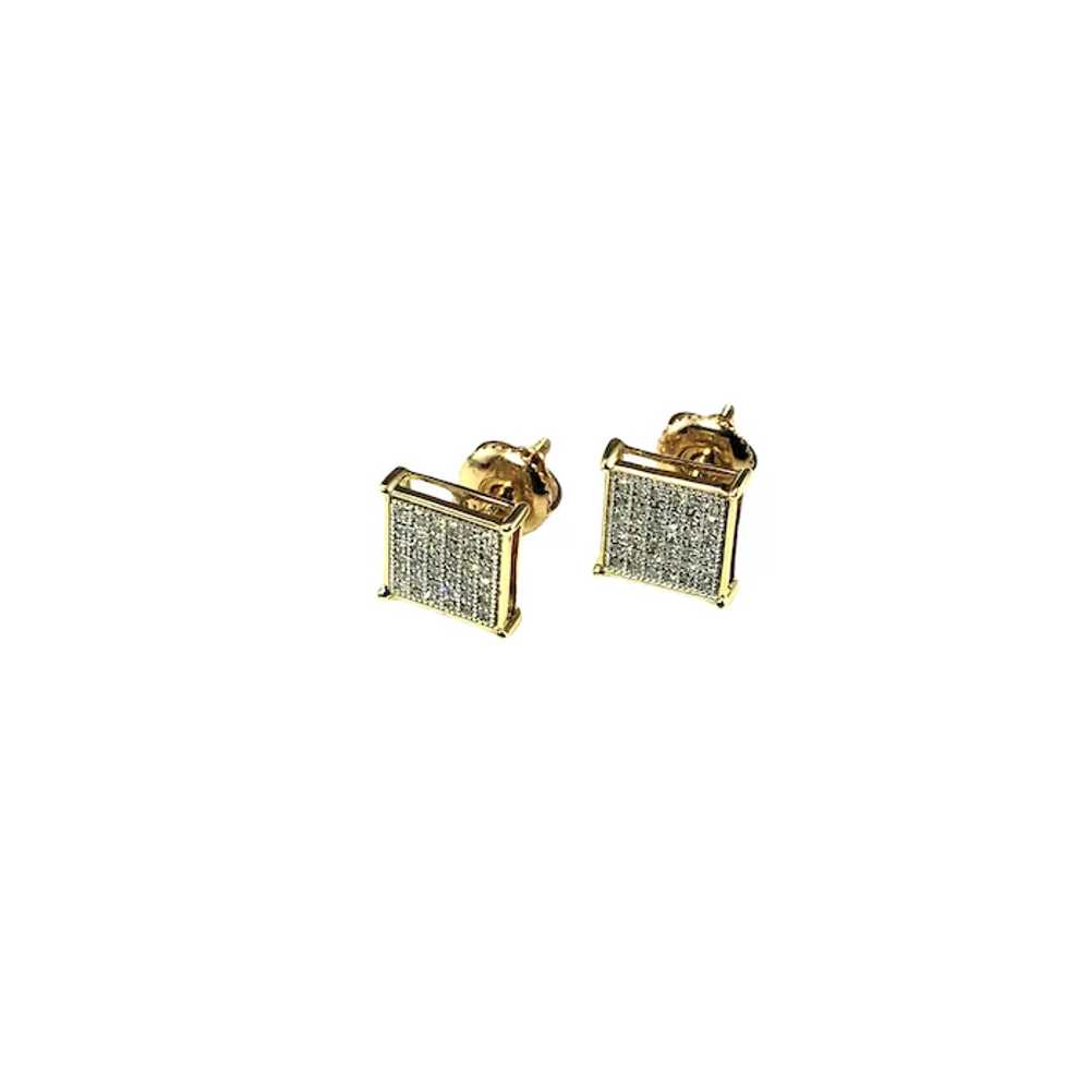 Vintage 10 Karat Yellow Gold and Diamond Earrings - image 4