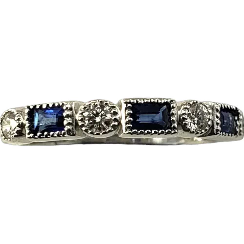 Vintage 14 Karat White Gold Sapphire and Diamond … - image 1