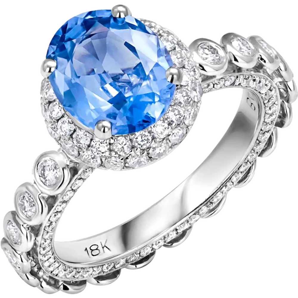 Ceylon Sapphire Diamonds 4.31 Carat Eighteen Kara… - image 1