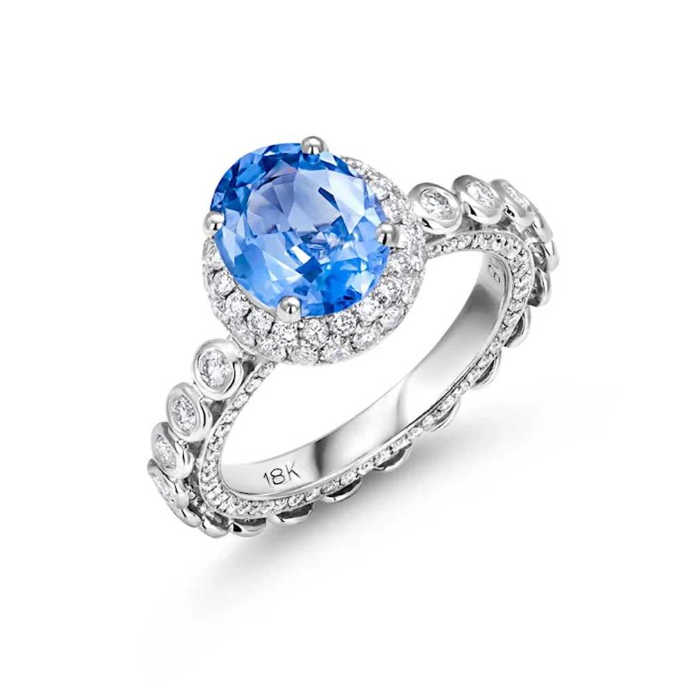 Ceylon Sapphire Diamonds 4.31 Carat Eighteen Kara… - image 4