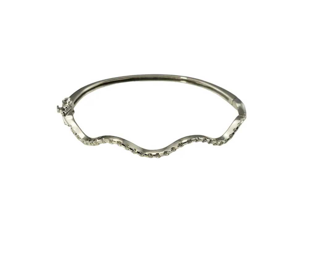 Vintage 18 Karat White Gold Diamond Wavey Bangle … - image 2