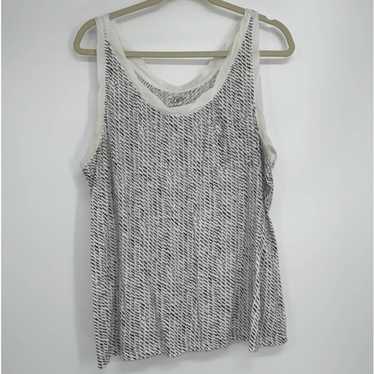 Loft LOFT WHITE WITH BLACK SPECS PIMA COTTON TANK… - image 1