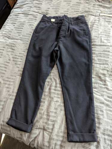 Japan Blue Heavy Flannel Pants Navy Blue Cuffed