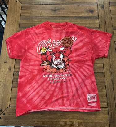 RARE Chicago Bulls Shirt Men's XL Red Tye Dye Mitchell & Ness Sweet 6-Cess  NBA