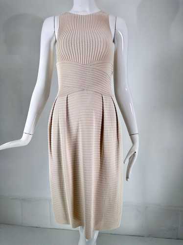 Christian Dior Paris Ribbed Knit Beige Tank Dress 