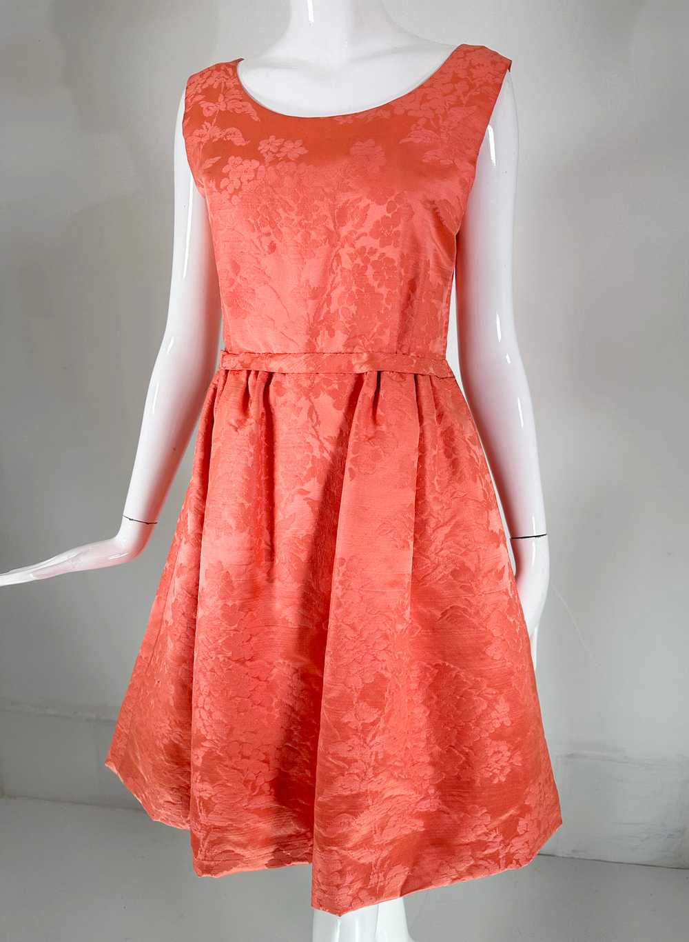 Lanvin Castello Haute Couture Coral Silk Brocade … - image 3