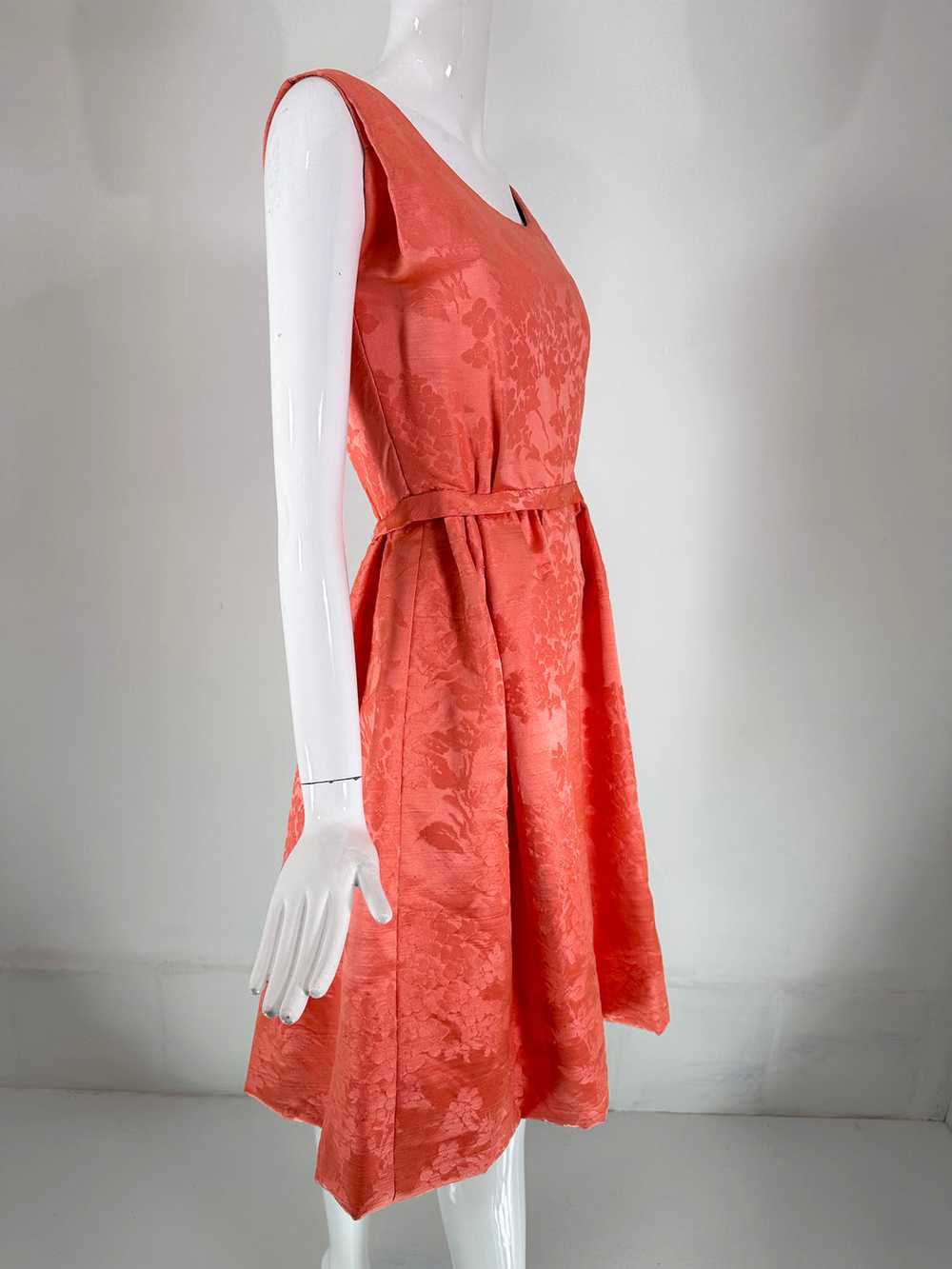 Lanvin Castello Haute Couture Coral Silk Brocade … - image 5