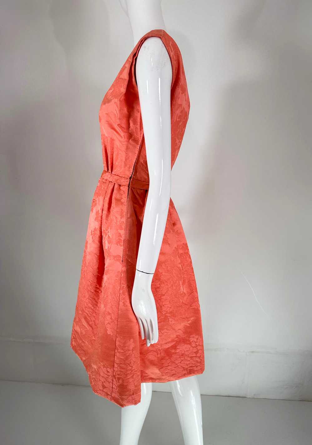 Lanvin Castello Haute Couture Coral Silk Brocade … - image 9