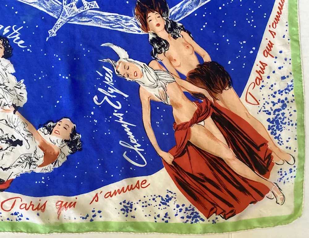 REDUCED RARE 1950's French Silk Scarf Topless Sho… - image 4