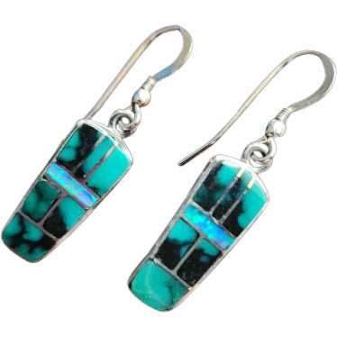 Sterling Silver Turquoise and Blue Opal Earrings - image 1