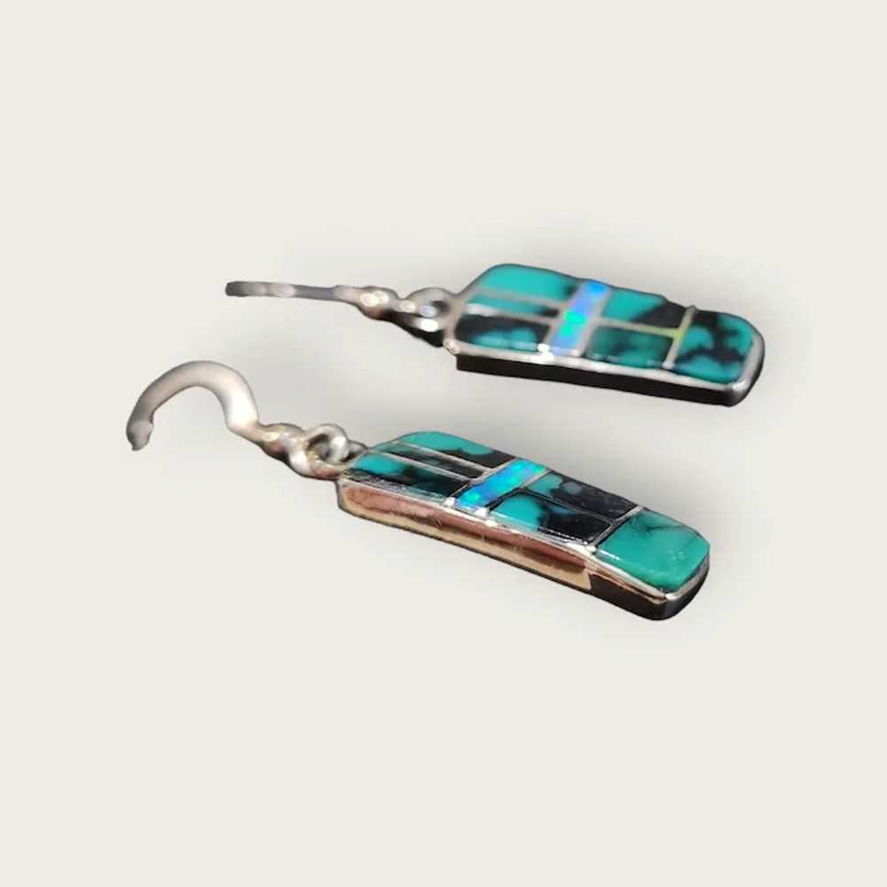 Sterling Silver Turquoise and Blue Opal Earrings - image 8