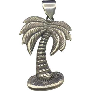 Sterling Silver Thailand Textured Palm Tree Penda… - image 1