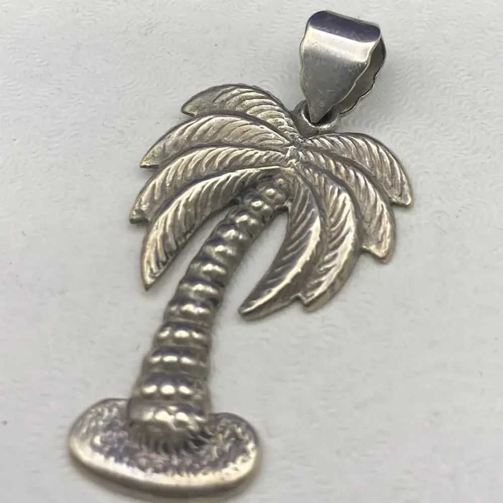 Sterling Silver Thailand Textured Palm Tree Penda… - image 2