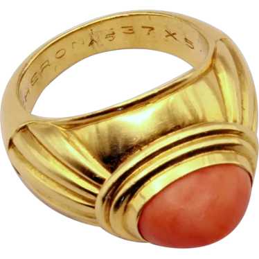 Boucheron Ring 18k gold coral vintage French Jaip… - image 1
