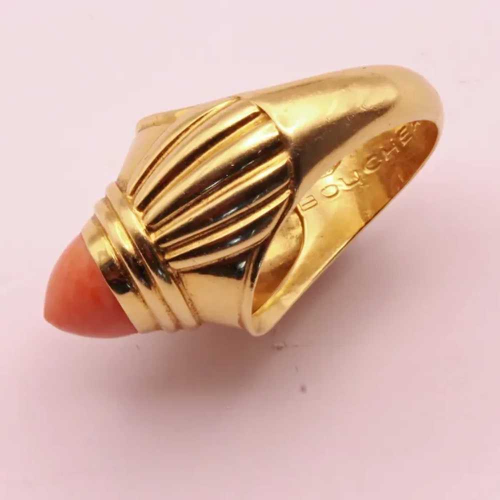 Boucheron Ring 18k gold coral vintage French Jaip… - image 7