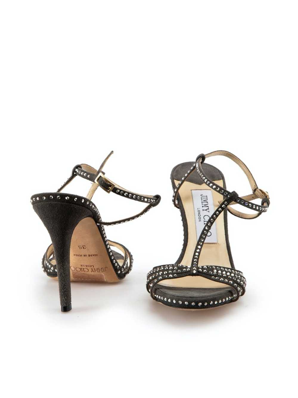 Jimmy Choo Grey Suede Crystal Heeled Sandals - image 3