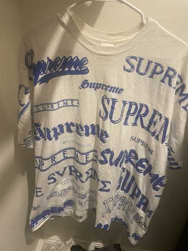 Supreme Supreme All Over Multi Logo Tee (Blue and 