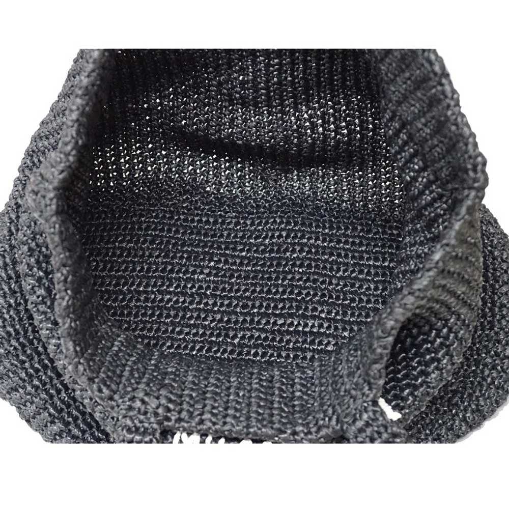 Prada Prada Raffia Basket Tote Bag Black Silver M… - image 11