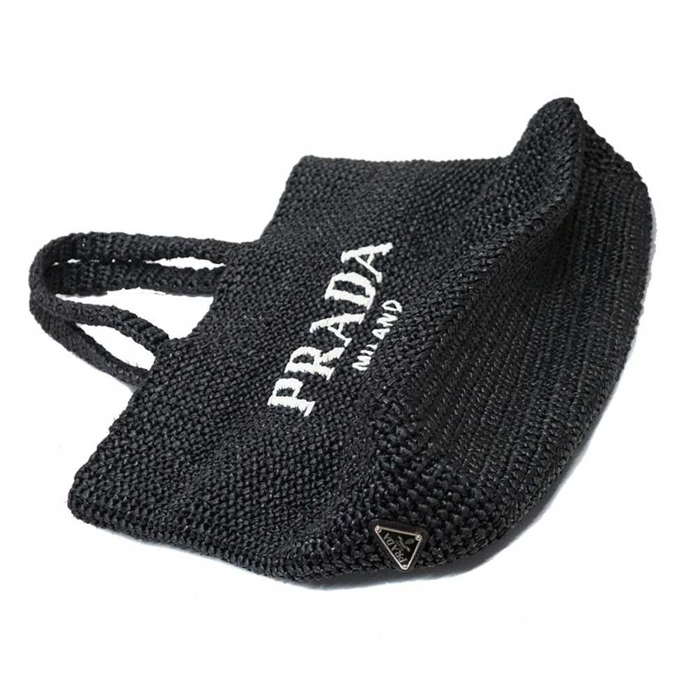Prada Prada Raffia Basket Tote Bag Black Silver M… - image 12